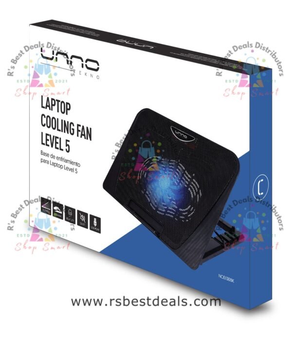 Unno Level 5 Laptop Cooling Fan Notebook Cooler with 2 USB Ports Hub